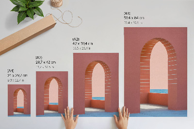 Impression sur toile Arches pastel, mer, architecture minimaliste