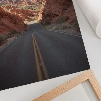 Affiche décorative route dans les montagnes rocheuses sous un ciel bleu