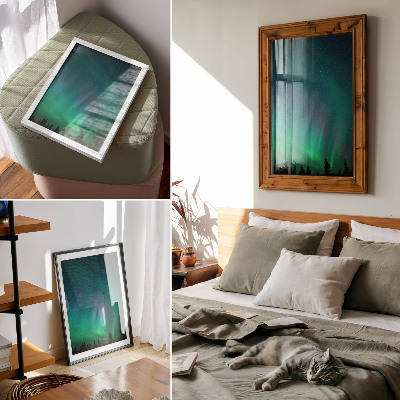 Décoration murale Aurores boréales, ciel turquoise, étoiles scintillantes