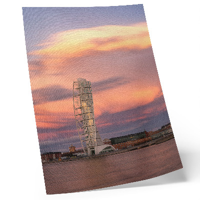 Impression sur toile Tour moderne, ciel pastel, coucher de soleil