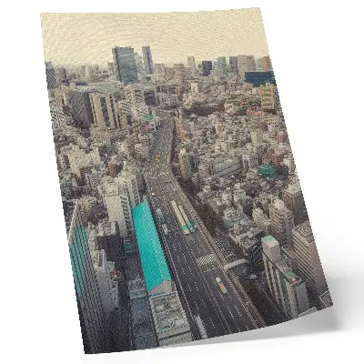 Décoration murale panorama urbain avec gratte-ciels et route