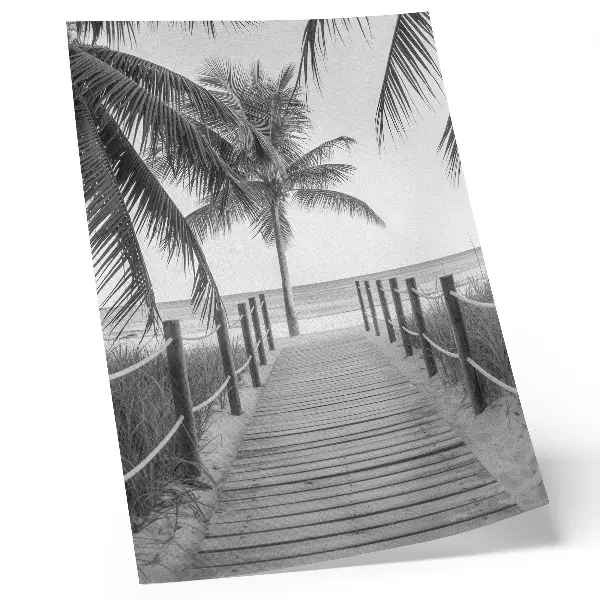 Décoration murale jetée tropicale avec palmiers, sable et horizon infini