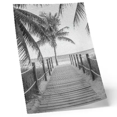 Décoration murale jetée tropicale avec palmiers, sable et horizon infini