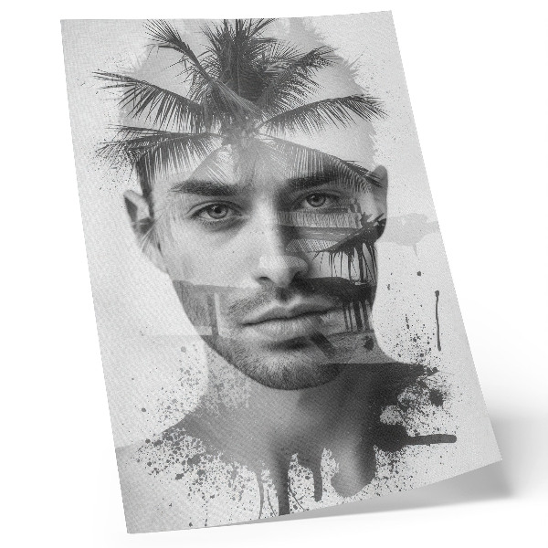 Impression sur toile Visage d'homme impressionnant dans un style minimaliste