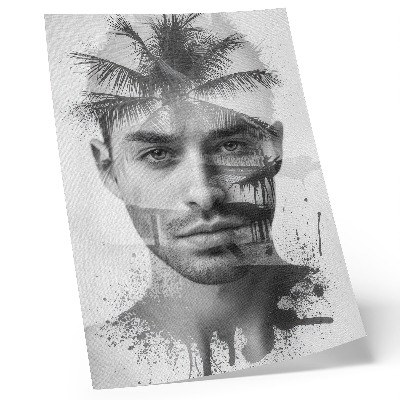 Impression sur toile Visage d'homme impressionnant dans un style minimaliste