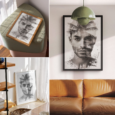 Impression sur toile Visage d'homme impressionnant dans un style minimaliste