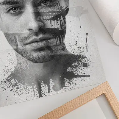 Impression sur toile visage d'homme au style minimaliste