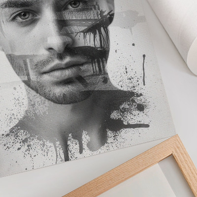 Impression sur toile Visage d'homme impressionnant dans un style minimaliste