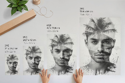Impression sur toile Visage d'homme impressionnant dans un style minimaliste
