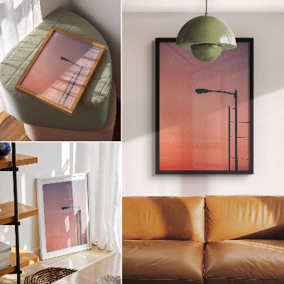 Impression sur toile lampe minimaliste, coucher de soleil romantique, modernité