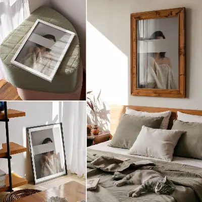Affiche décorative équilibre variable de blanc et de beige au style minimaliste