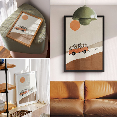 Décoration murale Vacances minimalistes en camping-car orange