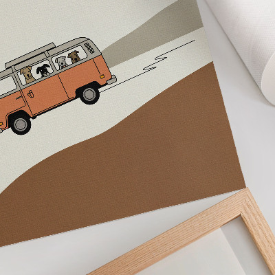 Décoration murale Vacances minimalistes en camping-car orange