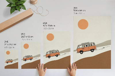 Décoration murale Vacances minimalistes en camping-car orange