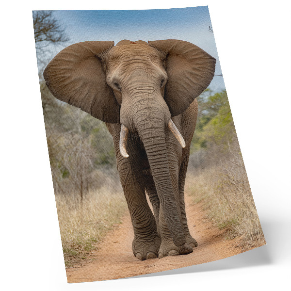 Affiche décorative Éléphant sur un sentier dans un paysage africain