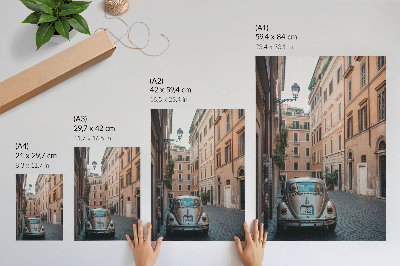 Impression sur toile Rue avec une voiture, architecture classique