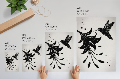 Affiche décorative Colibri et fleur contrastant sur fond blanc