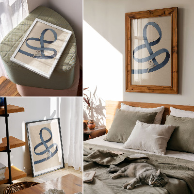 Décoration murale Figure dynamique sur fond beige avec ruban adhésif bleu