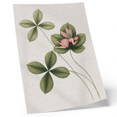 Impression sur toile fée aux feuilles vertes en robe rose