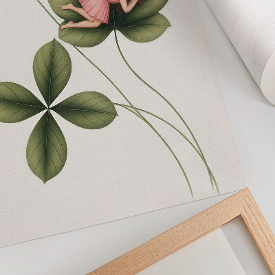 Impression sur toile fée aux feuilles vertes en robe rose