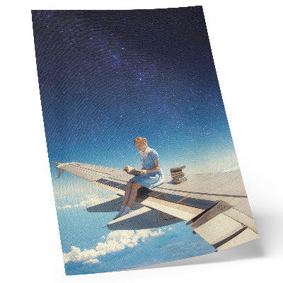 Décoration murale Livres de l'univers de la fille sur l'aile d'un avion