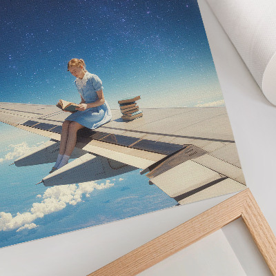 Décoration murale Livres de l'univers de la fille sur l'aile d'un avion