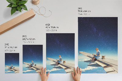Décoration murale Livres de l'univers de la fille sur l'aile d'un avion