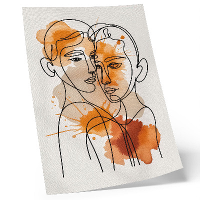 Affiche décorative contour du visage avec taches orange style moderne