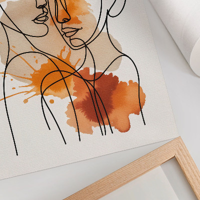 Affiche décorative contour du visage avec taches orange style moderne