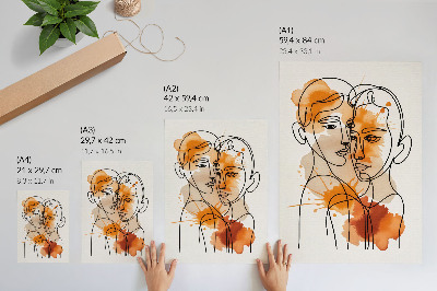 Affiche décorative contour du visage avec taches orange style moderne