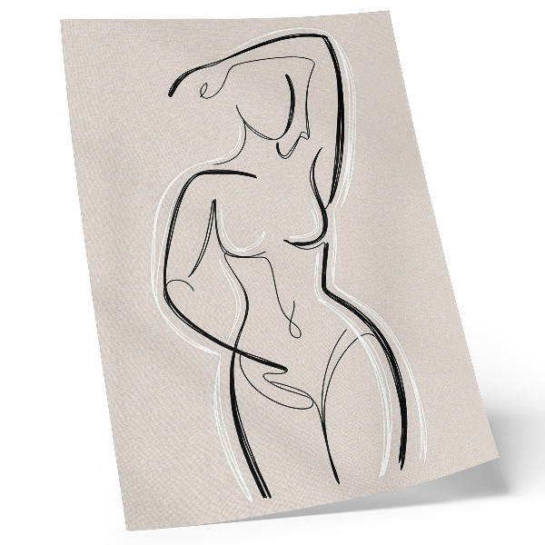 Impression sur toile Silhouette minimaliste d'une femme sur fond beige