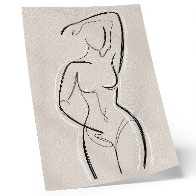 Impression sur toile Silhouette minimaliste d'une femme sur fond beige