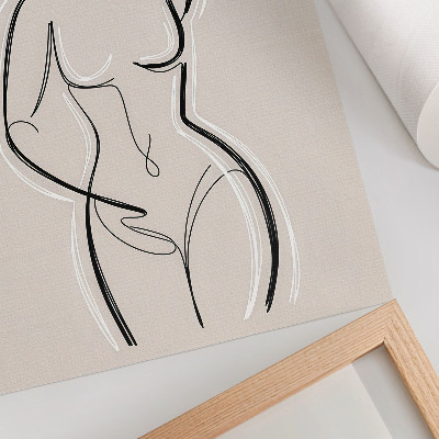 Impression sur toile Silhouette minimaliste d'une femme sur fond beige
