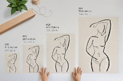 Impression sur toile Silhouette minimaliste d'une femme sur fond beige