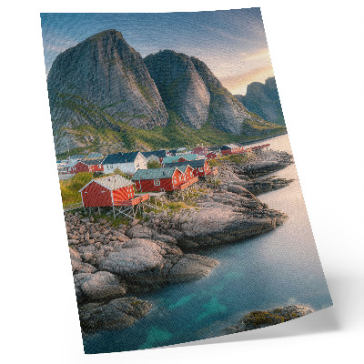 Affiche décorative Des cottages charmants, une mer calme et des montagnes majestueuses