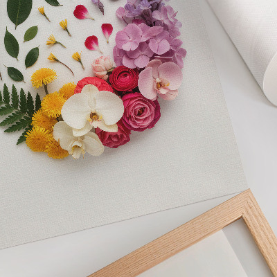 Impression sur toile Une composition colorée de fleurs et de feuilles en harmonie