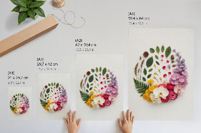 Impression sur toile Une composition colorée de fleurs et de feuilles en harmonie