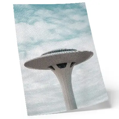 Affiche décorative bâtiment futuriste sur fond de ciel