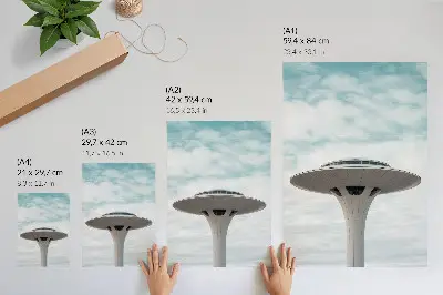 Affiche décorative bâtiment futuriste sur fond de ciel