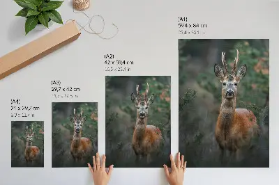 Décoration murale cerfs dans la forêt sur fond vert représentant la paix et la nature