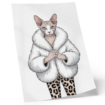 Impression sur toile Chat en manteau de fourrure et pantalon imprimé léopard