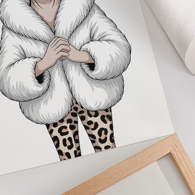 Impression sur toile Chat en manteau de fourrure et pantalon imprimé léopard