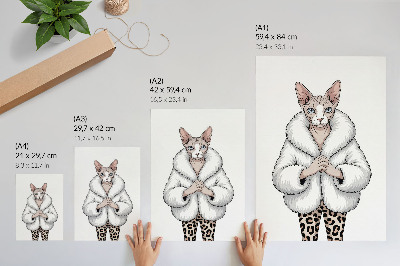 Impression sur toile Chat en manteau de fourrure et pantalon imprimé léopard