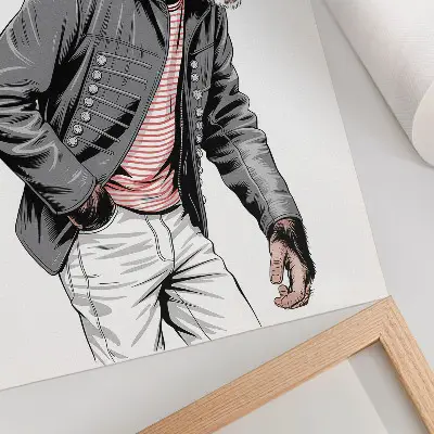 Affiche décorative chimpanzé stylé vêtu d'une veste à motif contrasté