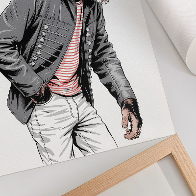 Affiche décorative Un chimpanzé stylé dans une veste à motif contrasté