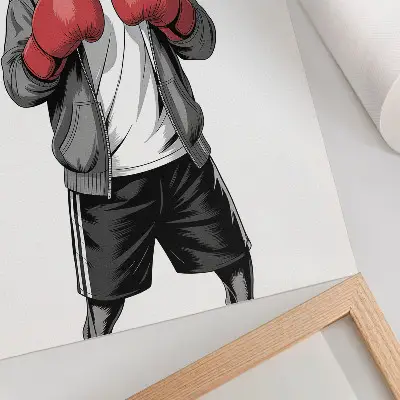 Décoration murale représentant un chien Boxer aux gants de boxe style sportif