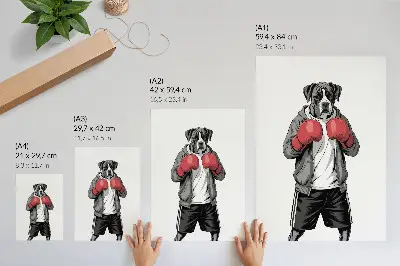 Décoration murale représentant un chien Boxer aux gants de boxe style sportif