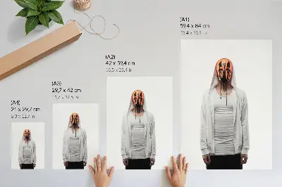 Impression sur toile silhouette d'une personne portant un masque orange et vêtue de blanc