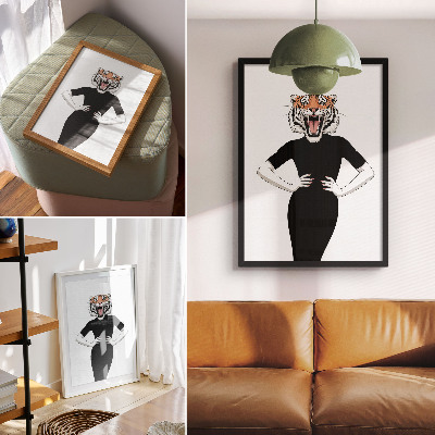 Affiche décorative Combinaison surréaliste d'un tigre et d'une robe