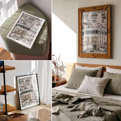 Impression sur toile toits et cheminées symétriques de bâtiments